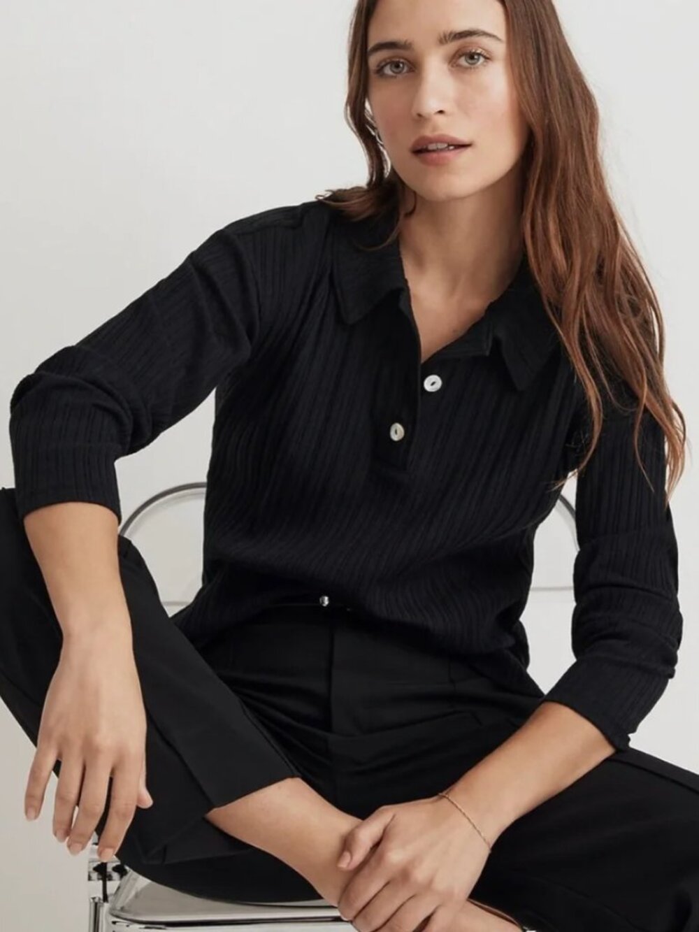 Madewell Variegated Rib Boxy Polo Shirt
